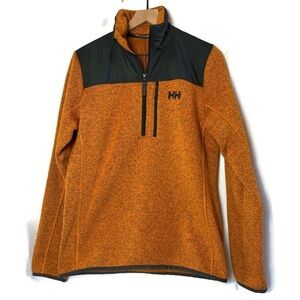 HELLY HANSEN Mens Varde 1/2 Zip Knitted Fleece Pullover Jacket Orange Black S